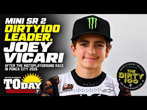 Mini Sr 2 Dirty100 leader, Joey Vicari after The Motoplayground Race in Ponca City 2026