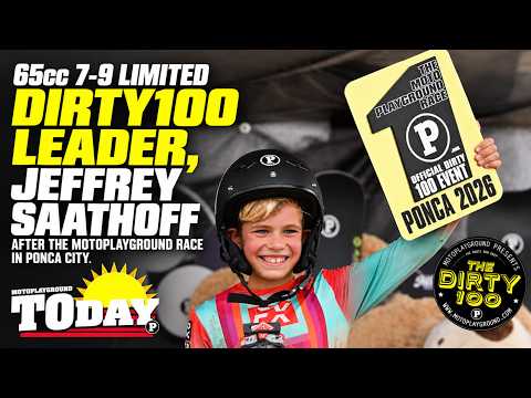 65cc 7-9 Limited Dirty100 leader, Jeffrey Saathoff after The Motoplayground Race in Ponca City.
